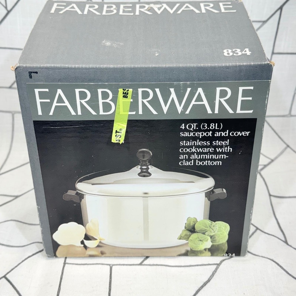 Farberware Saucepot 4 QT Silver Stainless Steel Aluminum Clad Bottom 834